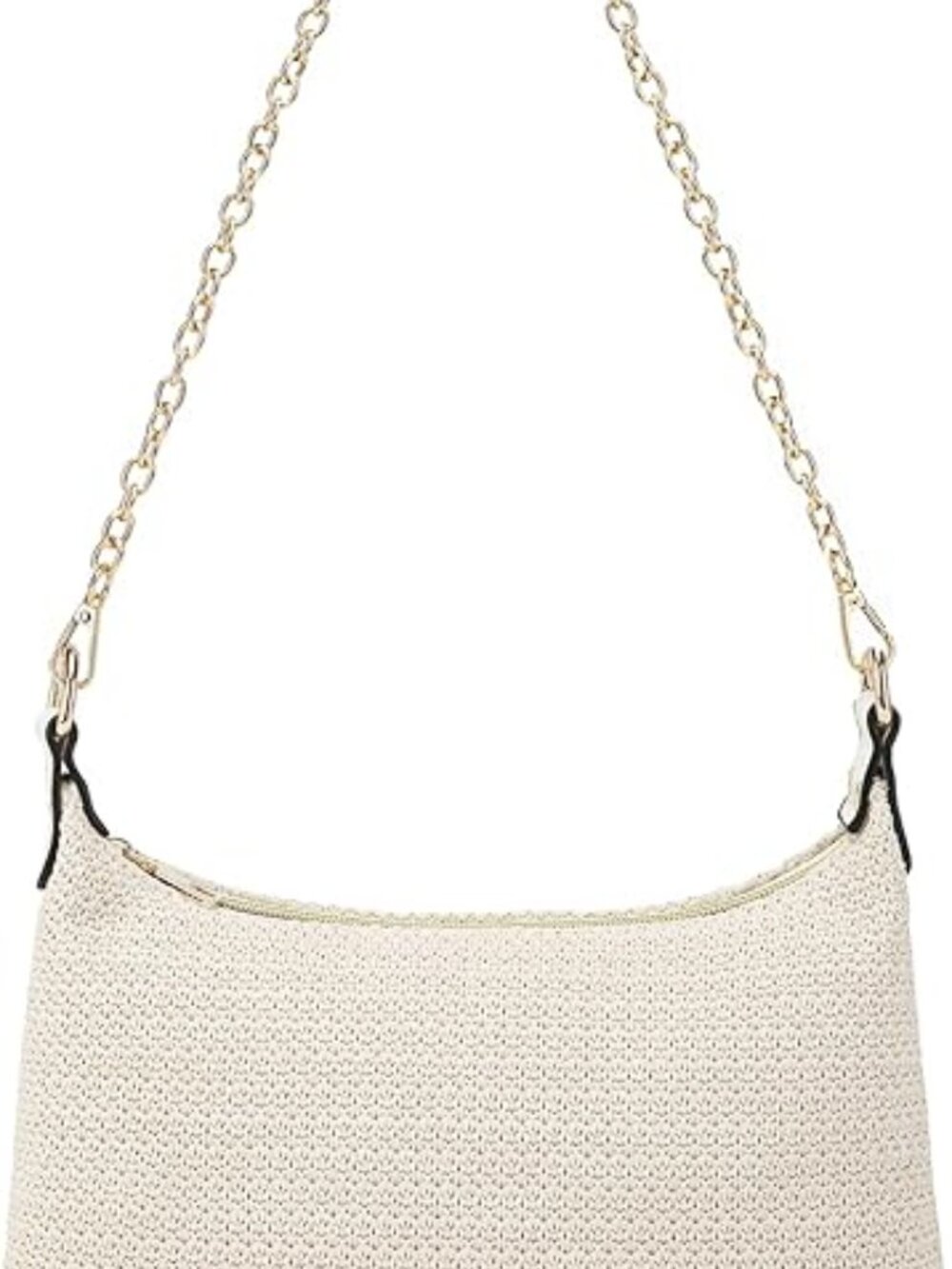 Straw Shoulder Bag for Women Summer Small Boho Woven Shoulder Purse, White